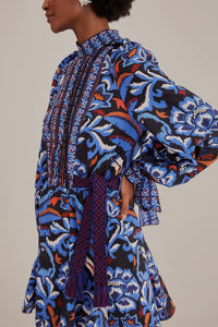 Robe courte à manches longues - Bleu