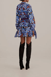 Robe courte à manches longues - Bleu