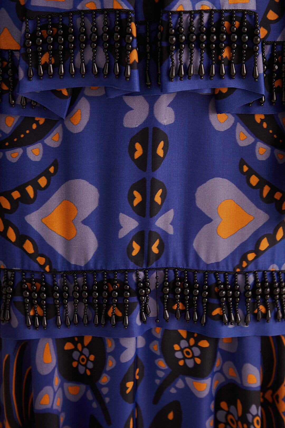Jupe midi Martina en foulard à perles - Bleu