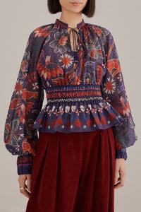 DJV_Tropical Shine Dark Blue Chemises & Blouses - Tropical Shine Dark Blue