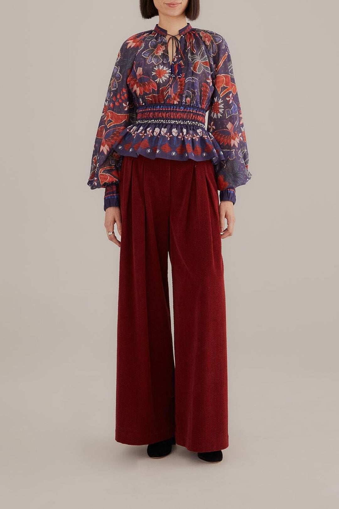 DJV_Tropical Shine Dark Blue Chemises & Blouses - Tropical Shine Dark Blue
