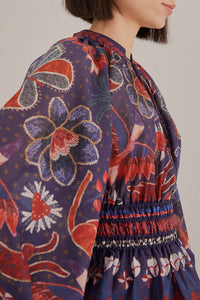 DJV_Tropical Shine Dark Blue Chemises & Blouses - Tropical Shine Dark Blue