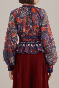 DJV_Tropical Shine Dark Blue Chemises & Blouses - Tropical Shine Dark Blue