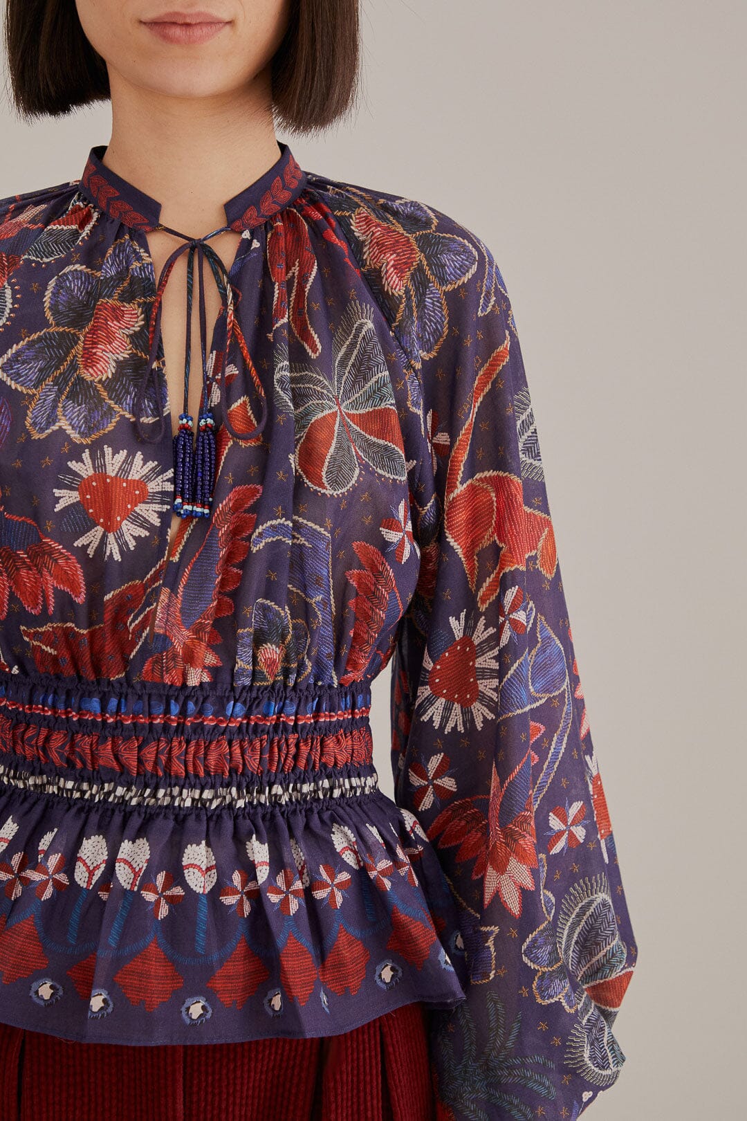 DJV_Tropical Shine Dark Blue Chemises & Blouses - Tropical Shine Dark Blue