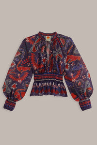 DJV_Tropical Shine Dark Blue Chemises & Blouses - Tropical Shine Dark Blue