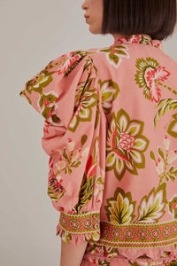 Blouse Aura Floral à manches courtes en coton - Rose