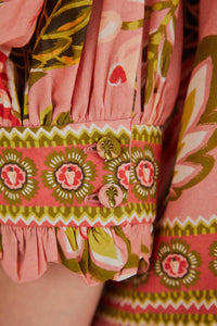 Blouse Aura Floral à manches courtes en coton - Rose