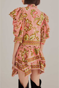 Blouse Aura Floral à manches courtes en coton - Rose