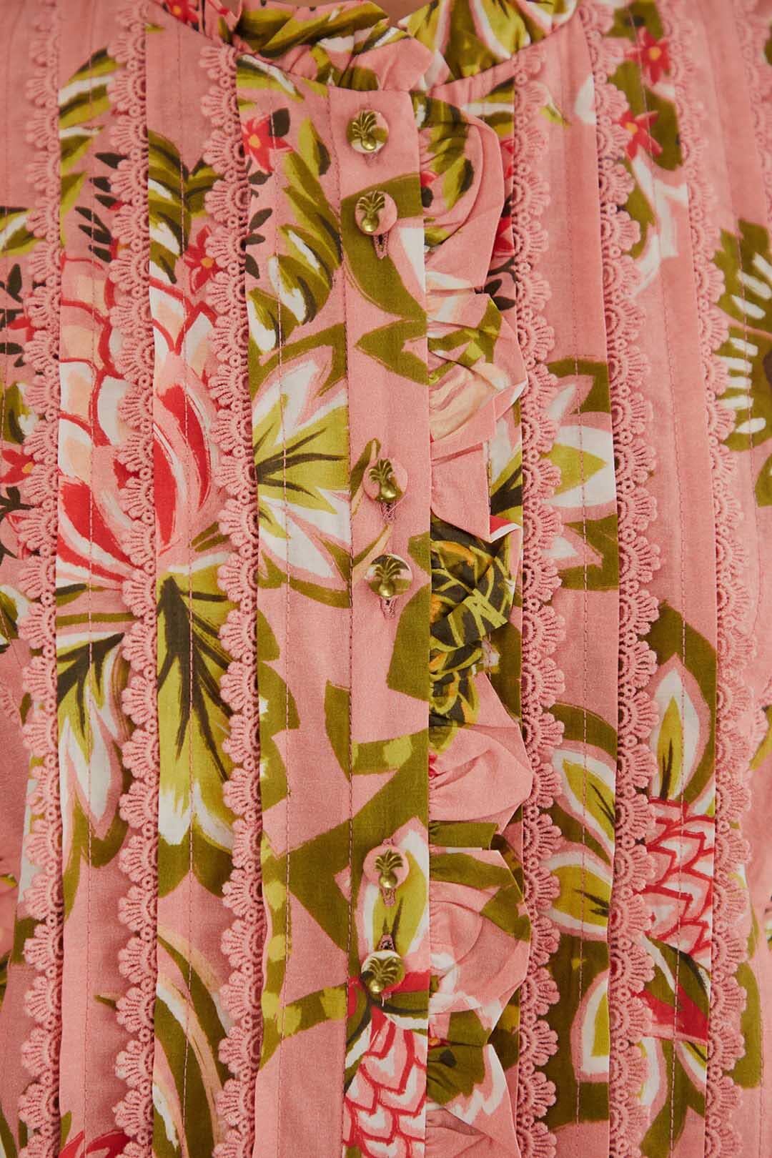 Blouse Aura Floral à manches courtes en coton - Rose