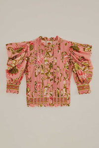 Blouse Aura Floral à manches courtes en coton - Rose