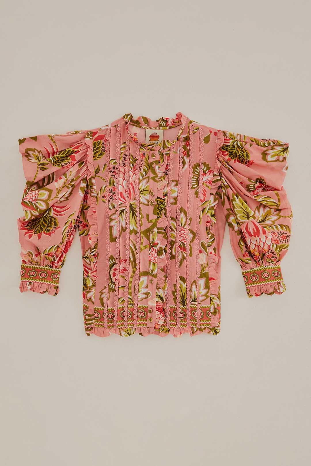 Blouse Aura Floral à manches courtes en coton - Rose
