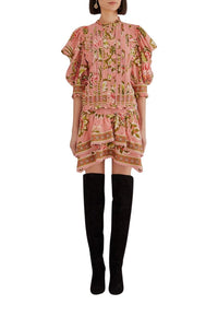 Jupe courte Aura Floral à motif en coton - Rose
