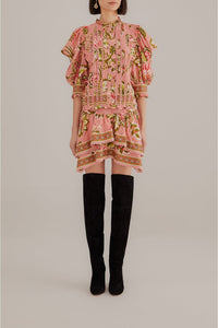 Jupe courte Aura Floral à motif en coton - Rose