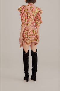 Jupe courte Aura Floral à motif en coton - Rose