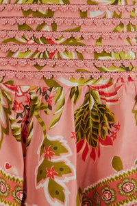 Jupe courte Aura Floral à motif en coton - Rose