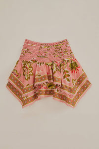 Jupe courte Aura Floral à motif en coton - Rose