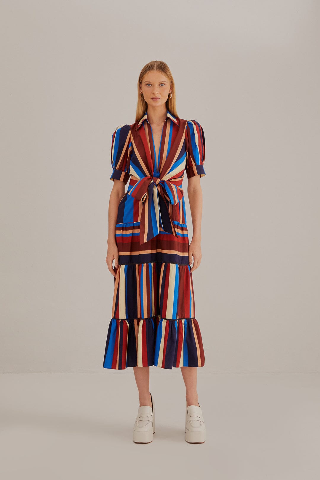 NEW_Winter Stripes Multicolor Robes midi - Winter Stripes Multicolor