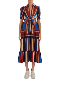 Robe midi rayée Winter Stripes - Multicolore