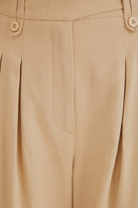 High-waisted cotton trousers - Beige