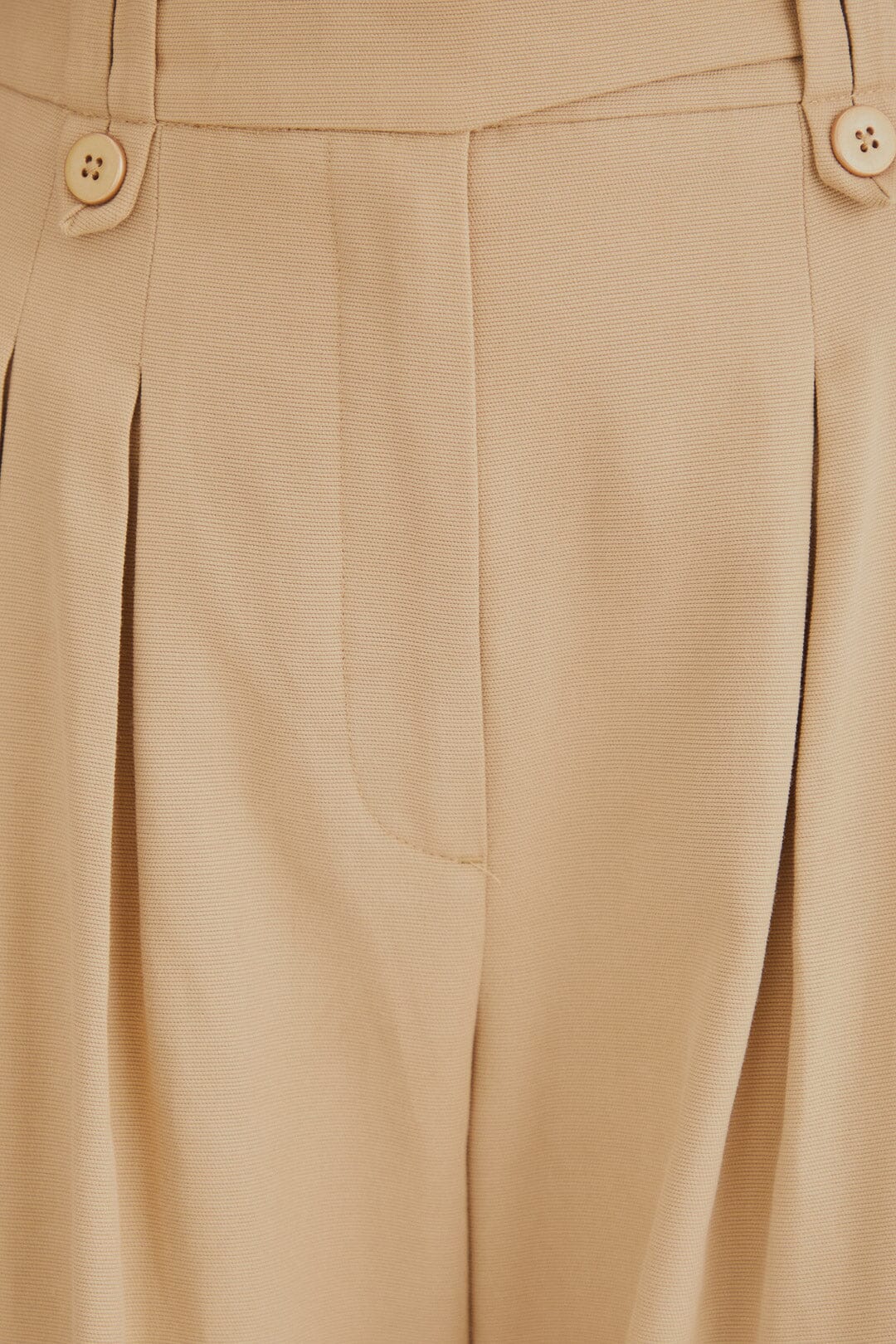 High-waisted cotton trousers - Beige