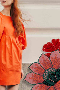 Robe courte à dos nu en coton - Orange