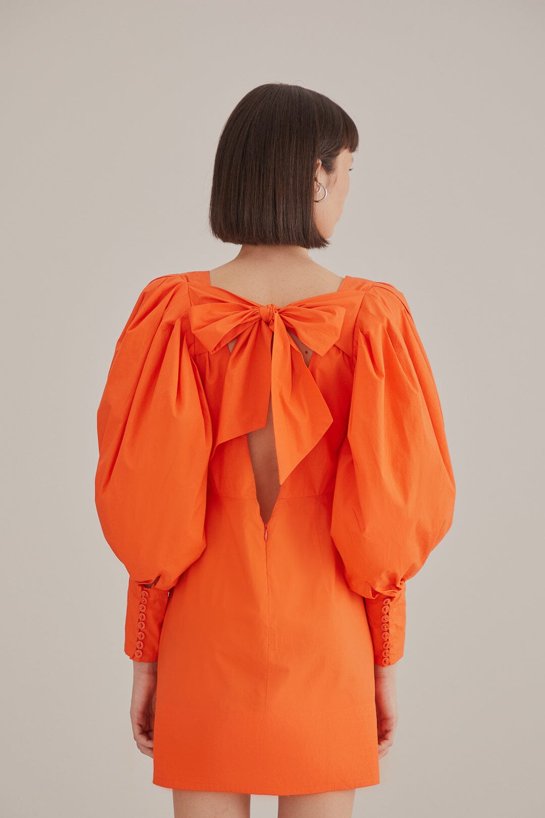 Robe courte à dos nu en coton - Orange