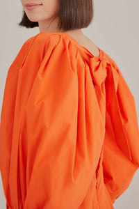 Robe courte à dos nu en coton - Orange