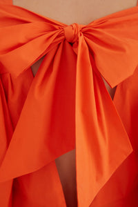 Robe courte à dos nu en coton - Orange