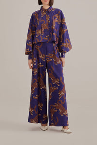 Chemise à manches longues et motif Léopard en coton - Bleu