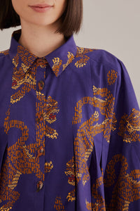 Chemise à manches longues et motif Léopard en coton - Bleu