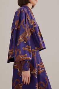 Chemise à manches longues et motif Léopard en coton - Bleu