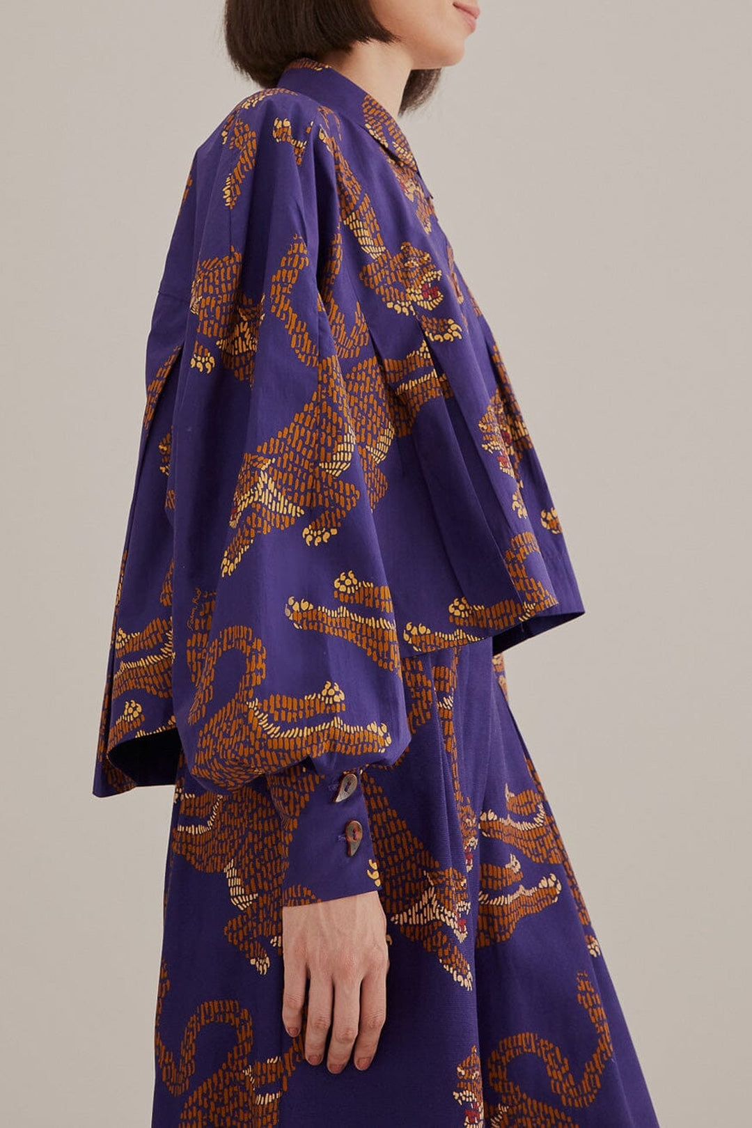 Chemise à manches longues et motif Léopard en coton - Bleu