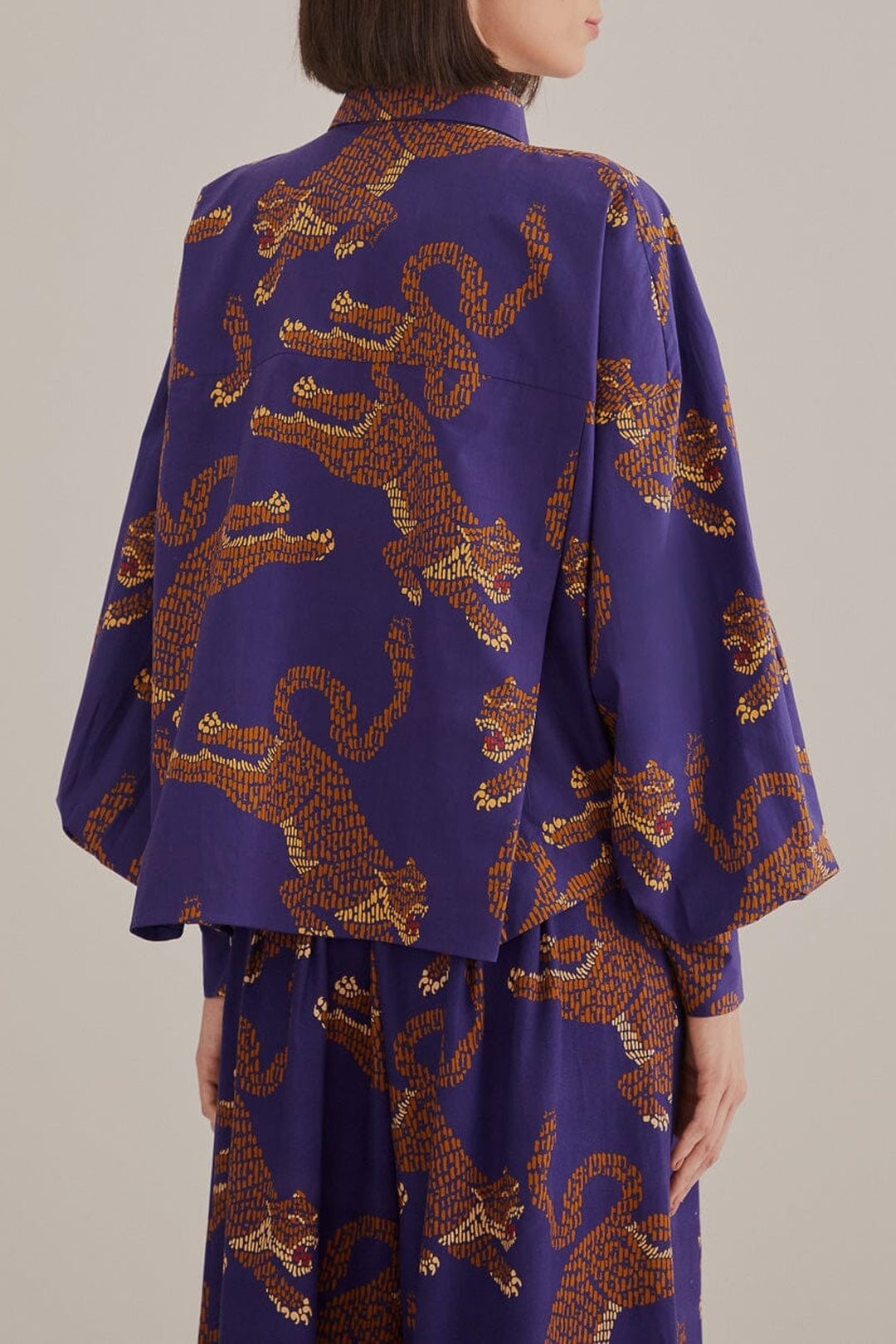 Chemise à manches longues et motif Léopard en coton - Bleu