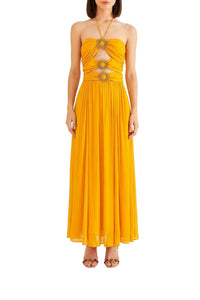 Strapless maxi dress With Sun Buckle - Yellow
