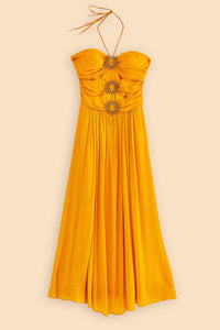 Strapless maxi dress With Sun Buckle - Yellow