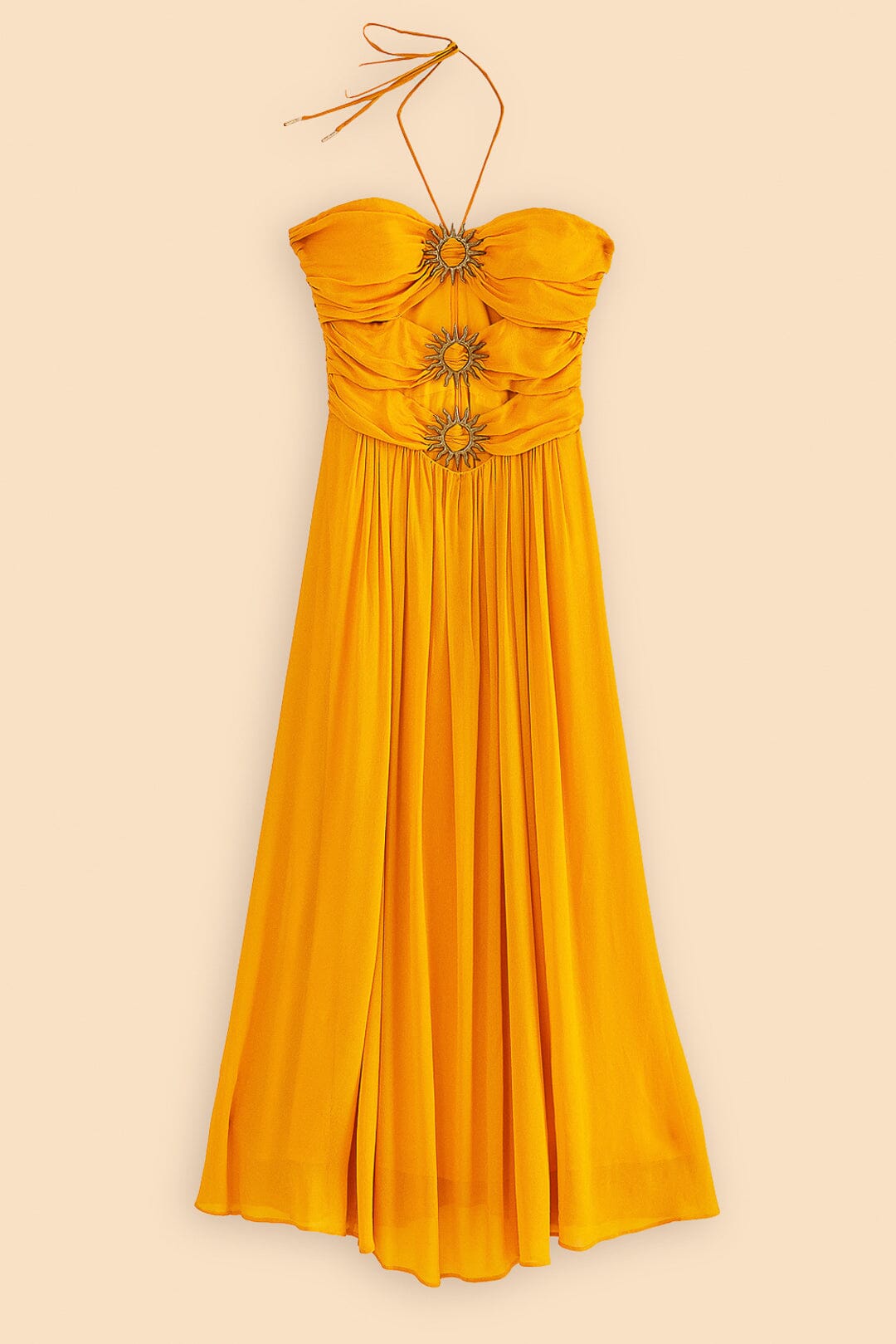 Strapless maxi dress With Sun Buckle - Yellow