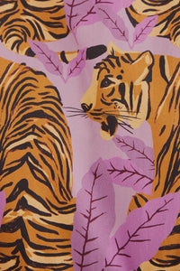 Robe courte à manches bouffantes en coton - Violet
