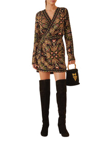 Robe courte Martina à manches longues et col roulé - Noir