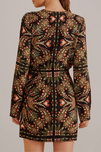 Robe courte Martina à manches longues et col roulé - Noir