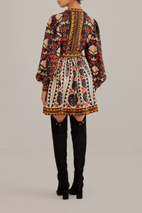 Robe courte à col V Garden Tapestry - Multicolore