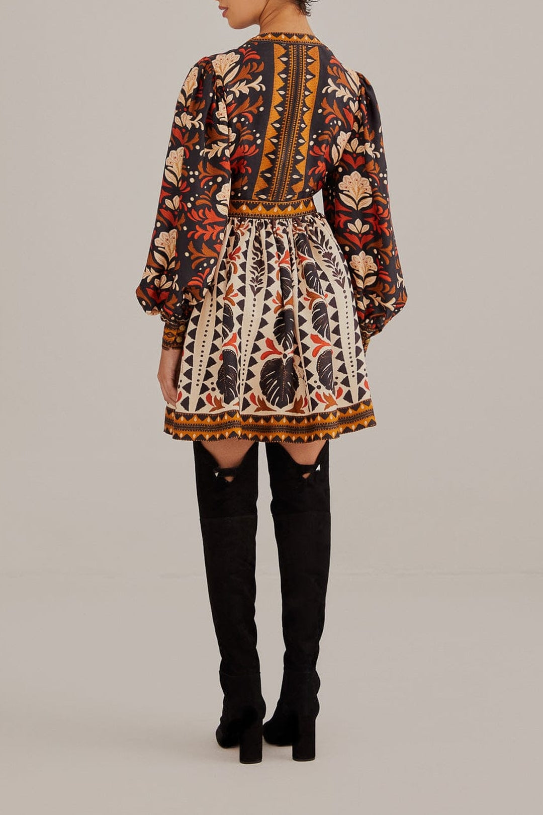 Robe courte à col V Garden Tapestry - Multicolore
