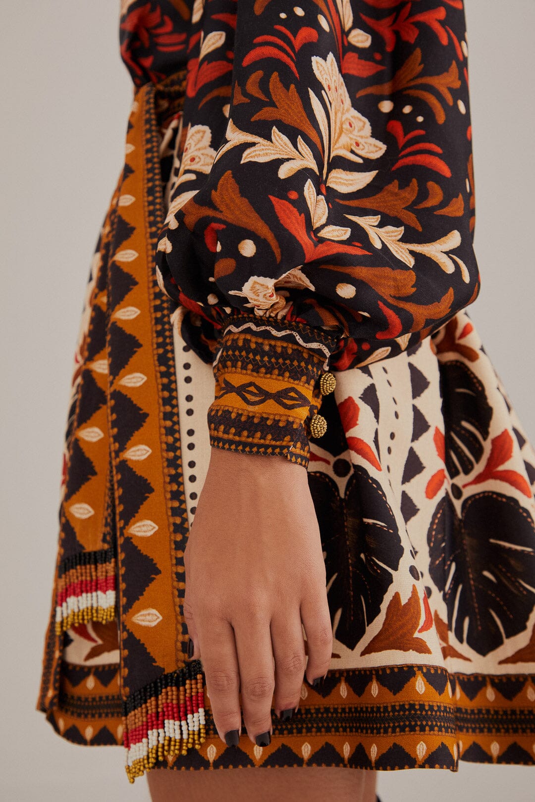 Robe courte à col V Garden Tapestry - Multicolore