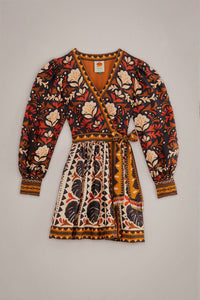 Robe courte à col V Garden Tapestry - Multicolore