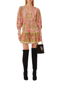 Robe courte Aura Floral en coton - Rose