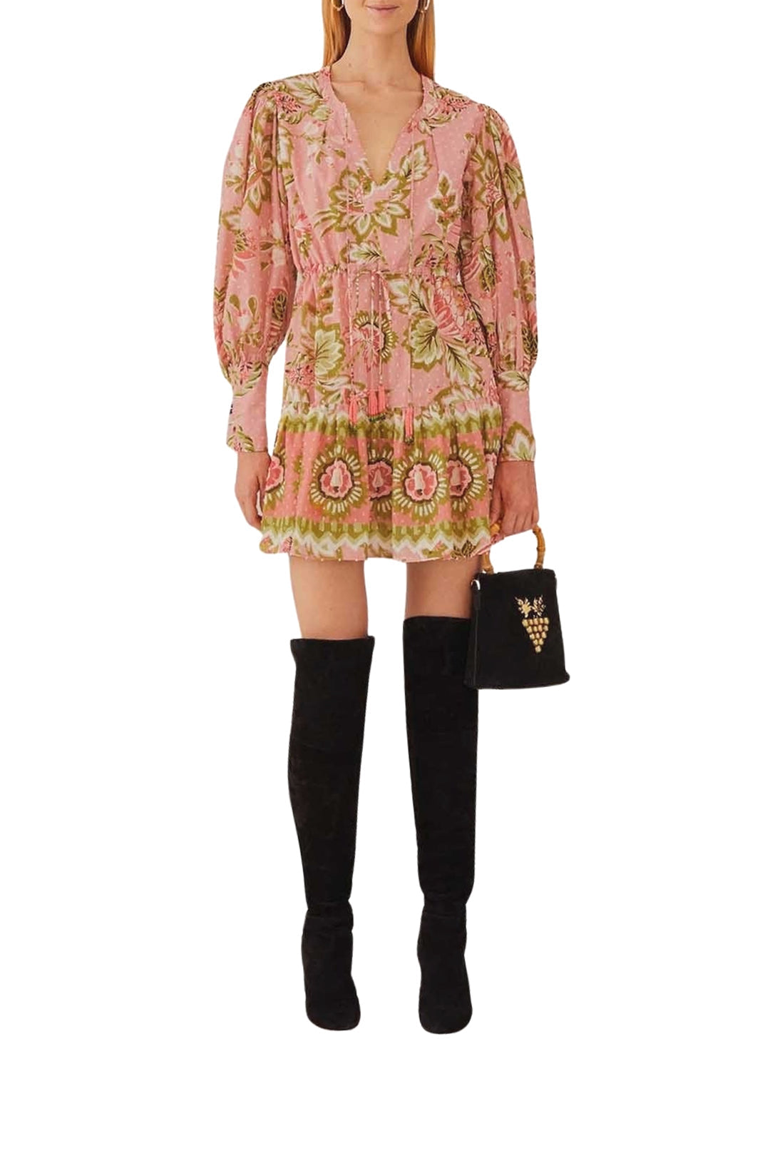 Robe courte Aura Floral en coton - Rose