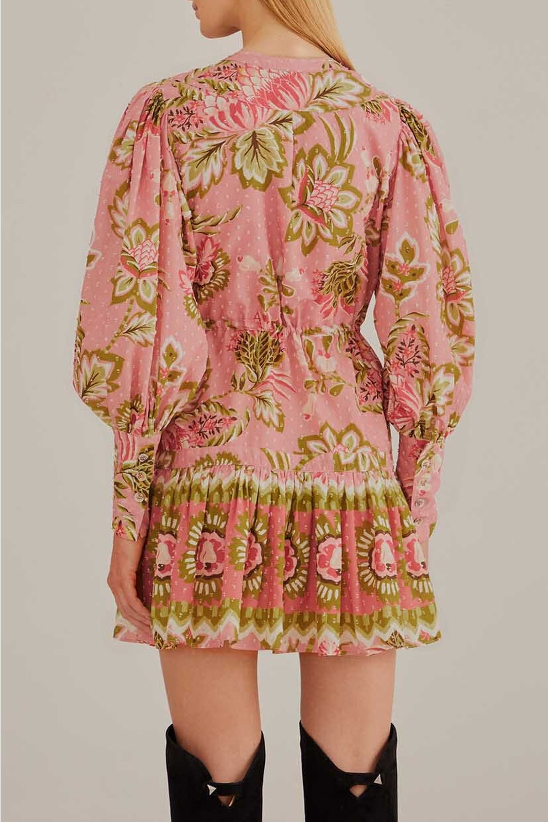 Robe courte Aura Floral en coton - Rose