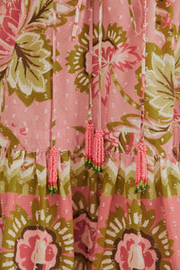 Robe courte Aura Floral en coton - Rose