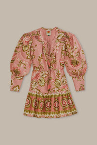 Robe courte Aura Floral en coton - Rose
