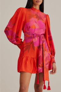 Short dress with long sleeves - Orange