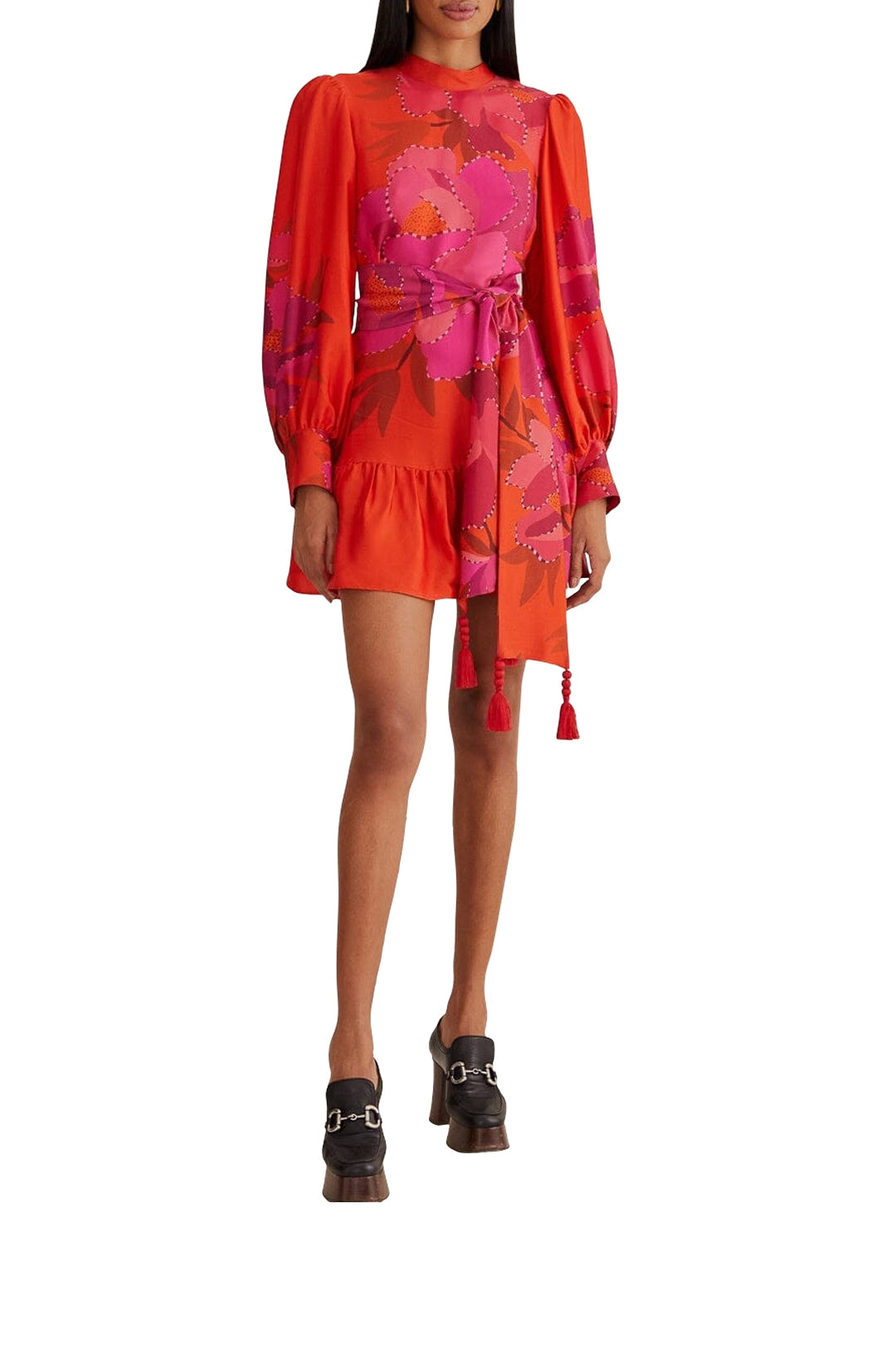 Short dress with long sleeves - Orange